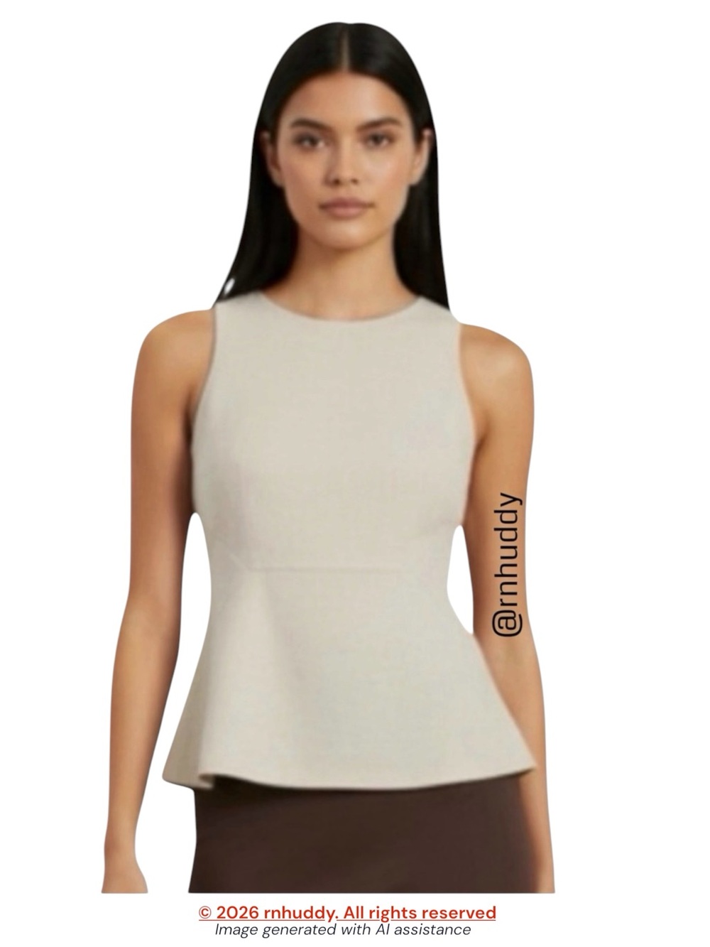 White House Black Market size 10 beige sleeveless peplum top